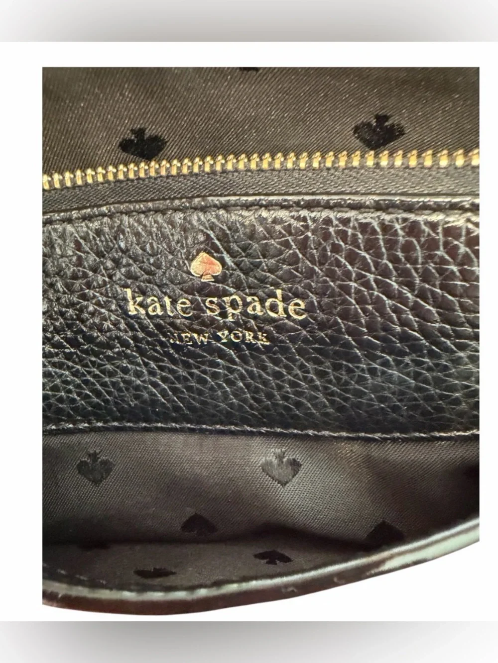 Kate Spade Black Pebbled Leather Crossbody Bag with Front Slip Pocket Aunthentic